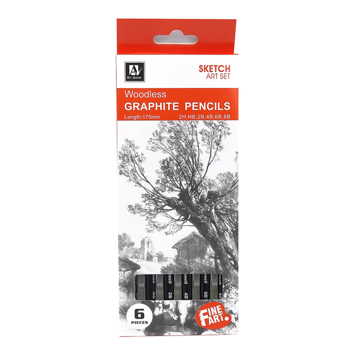WGH06175 Олівець Art Nation Woodless Sketch 6шт 2H/HB/2B/4B/6B/8B 1 шт/этик                         
