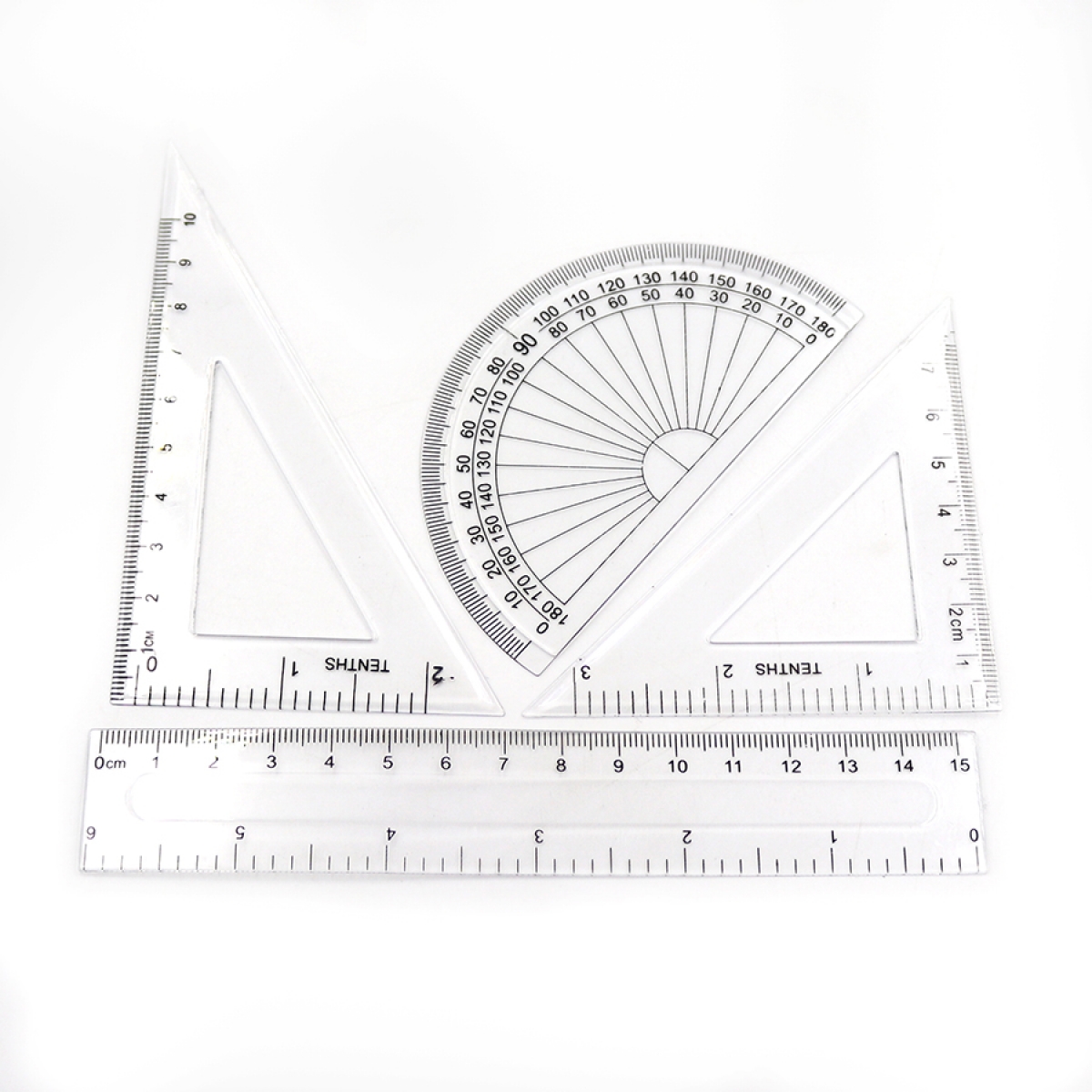 DSCN1027 Лінійка 15см + транспортир + 2 трикутника пласт., 4предм. 1шт / етикетка                   
