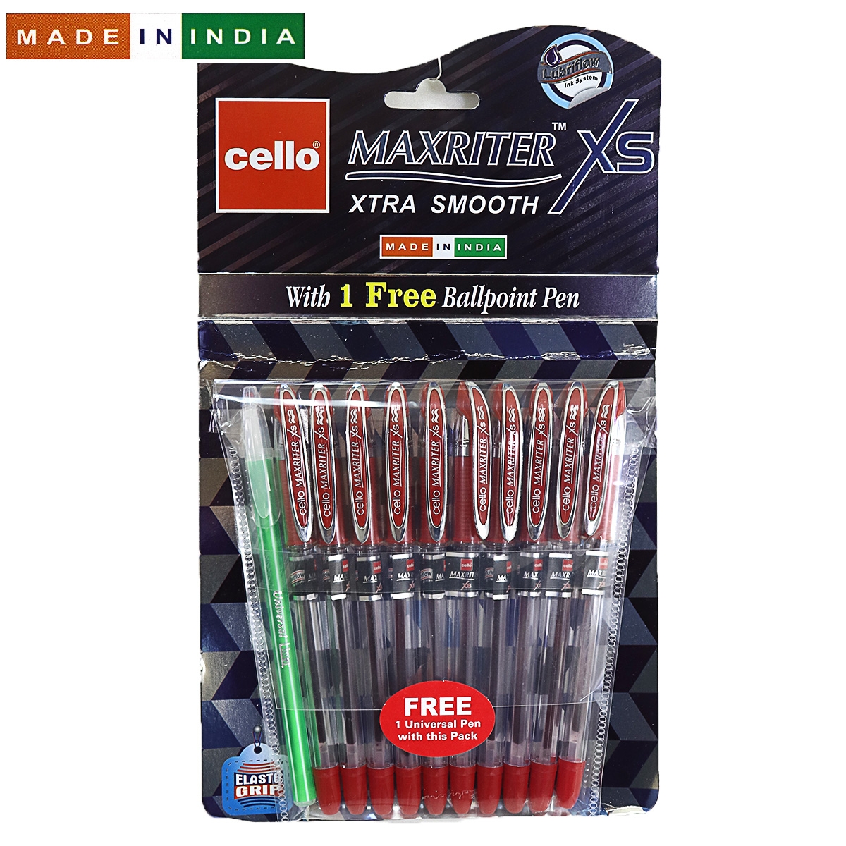 Ручка Cello Maxriter XS SKU 10Hanger  0,7мм  червон.+ дод. ручка                                    