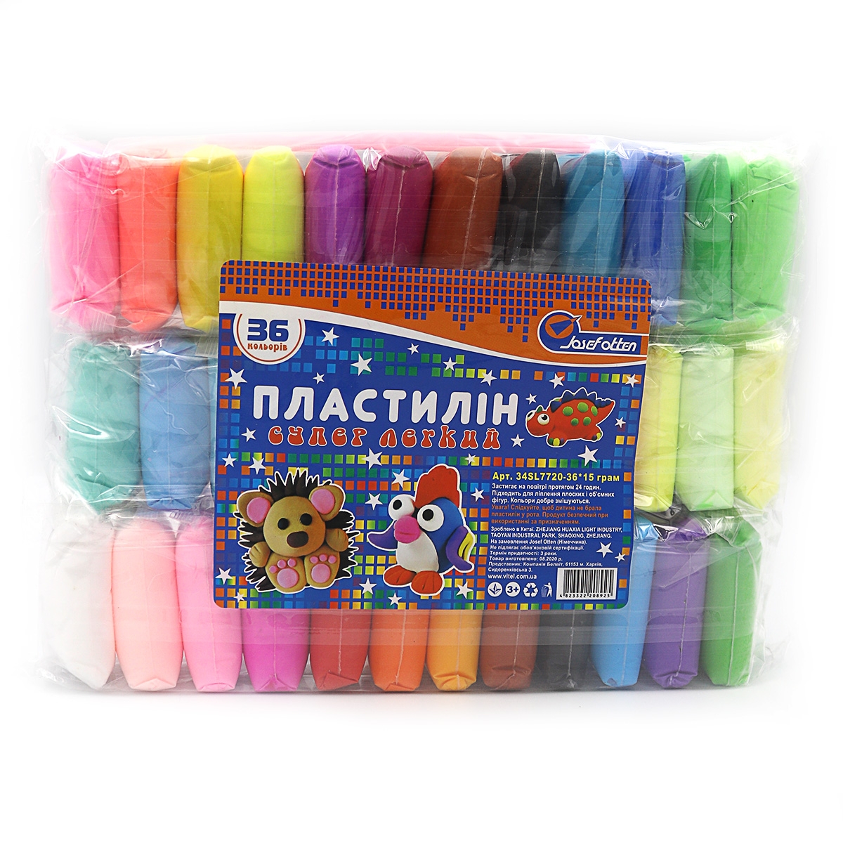  34SL7720-36 Пластилін супер легкий Josef Otten, 36кол*15g+стек(сиров Корея)                       