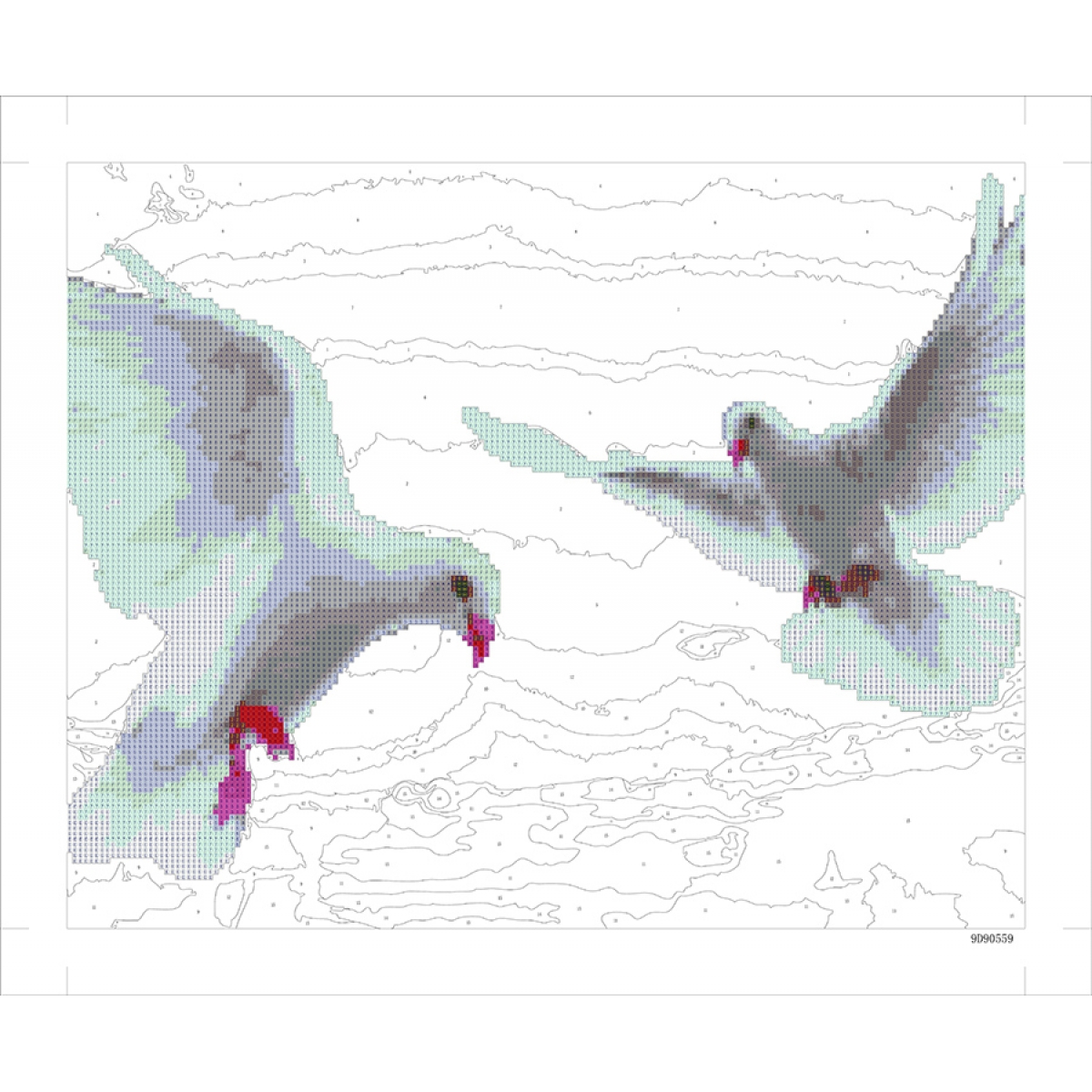 9D90559 Картина по номерам + Діамант 9D 40*50 