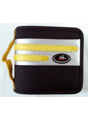 JDA-6040 Папка Для 40 диск. Чорна з сріблом, жовтими смугами та ручкою                              