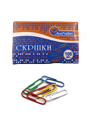 ZH208 Скріпки канц. 28мм, кольор., 100шт. 