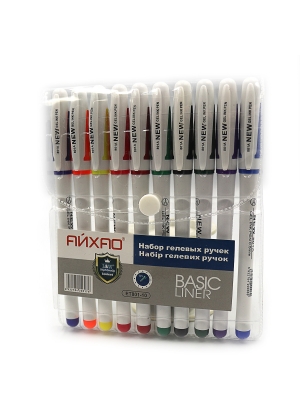 ET801-10 Набір гелевих ручок 10кол., 0,5 мм, грип, шт/ етик.