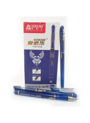 GP-3176-BL Ручка гелева що стирається ігольч., 0,38мм, синя темп зник., 12шт / етик.                
