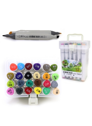  TK83010-24 Набір скетч маркер трикутні. двостор скош / круглий тонкий TY 24шт. пластик контейнер  