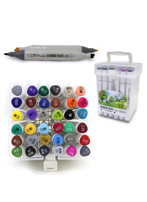 TK83010-36 Набір скетч маркер трикутні двостор. скош / круглий тонкийTY 36шт. пластик контейн. з ру 