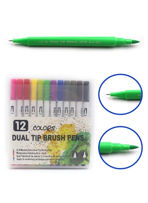 MKB-04371-12 (9776-12)Набір лінер + пензлик двостор., водн.основа, пензлик, лінер, 12цв.12шт / етик.