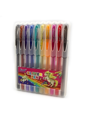  9838-10 Набір гел ручок глиттер, 10шт, 10цв, PVC BOX із петлею, 1шт / етик.                       