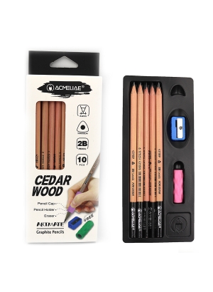 43104 Олівець ч/гр. трикутн 2,4mm Acmeliae 2B Cedar wood ціна/10шт(+чинка+гум.тримач у подар к н-ру)