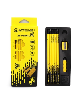 43201 Олівець ч/гр. кругл 2,4мм  Acmeliae 2B Black Wood ціна/10шт (+чинка+гум.тримач у подар к н-ру)