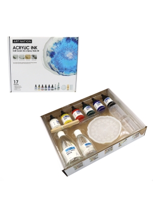 AI17-S Набір акрилових чорнил Art Nation 6кол.*30 мл+епоксидна смола, 2СТАКАН, ФОРМА 1шт/этик       