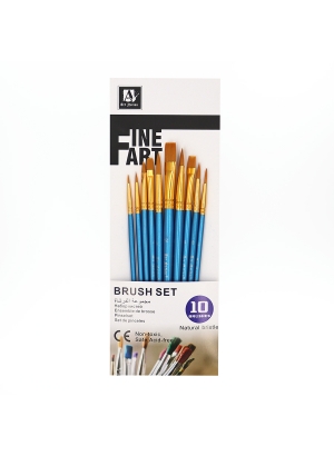 BR5810 Набір пензлів Art Nation з 10 шт. натур. щетини, плоска головка  1шт/этик                    
