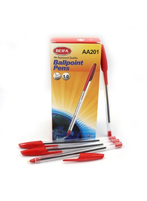 AA201 Ручка кульк. Beifa червона, карт. уп. 50шт.                                                   
