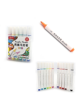 M6128-12 Набір акрил. маркерів Aodemei трикутн. корп., 12шт., plastic box                           