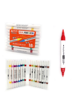 M6140-18 Набір акрил. скетчмаркерів двостор. Aodemei м'який+тверд., 18шт., plastic box              