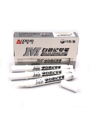 M6116 Маркер перманент.  Aodemei, білий 10/етик                                                     