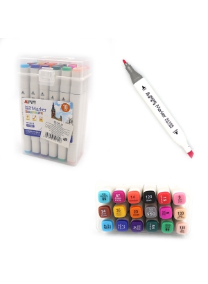 M6138-18 Набір двостор. скетчмаркерів Aodemei, квадратн. корп., 18шт., PP BOX /етик                 