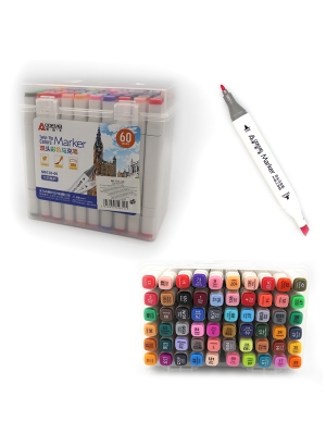 M6138-60 Набір двостор. скетчмаркерів Aodemei, квадратн. корп., 60 шт.,PP BOX /етик                 
