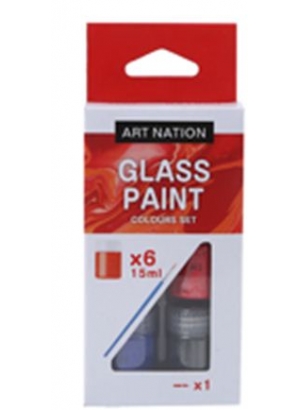 GAS0622 Набір фарб для скла Art Nation 22 мл*6кол.+2 пензлика 1шт/етик.                             